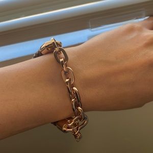 Miansai Rose Gold Chunky Chain/Leather Bracelet